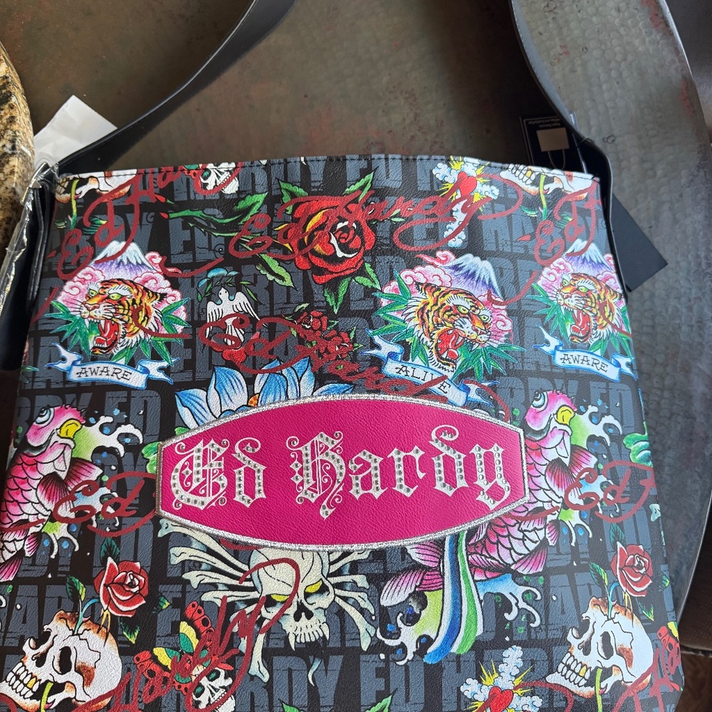Ed Hardy tote new with tags and free makeup bag